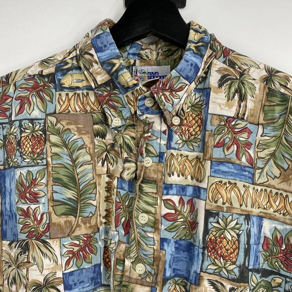 Vintage Reyn Spooner Hawaiian Shirt Men’s Large Tropical Fruit Fish Casual 955 - Picture 1 of 9